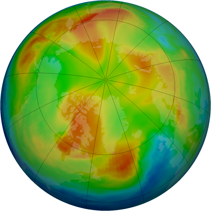 Arctic ozone map for 08 January 1988